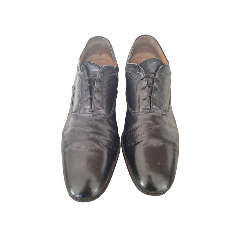 Salvatore Ferragamo Mens Black Leather Plain Toe Oxford Dress Shoes 1637 11.5 D